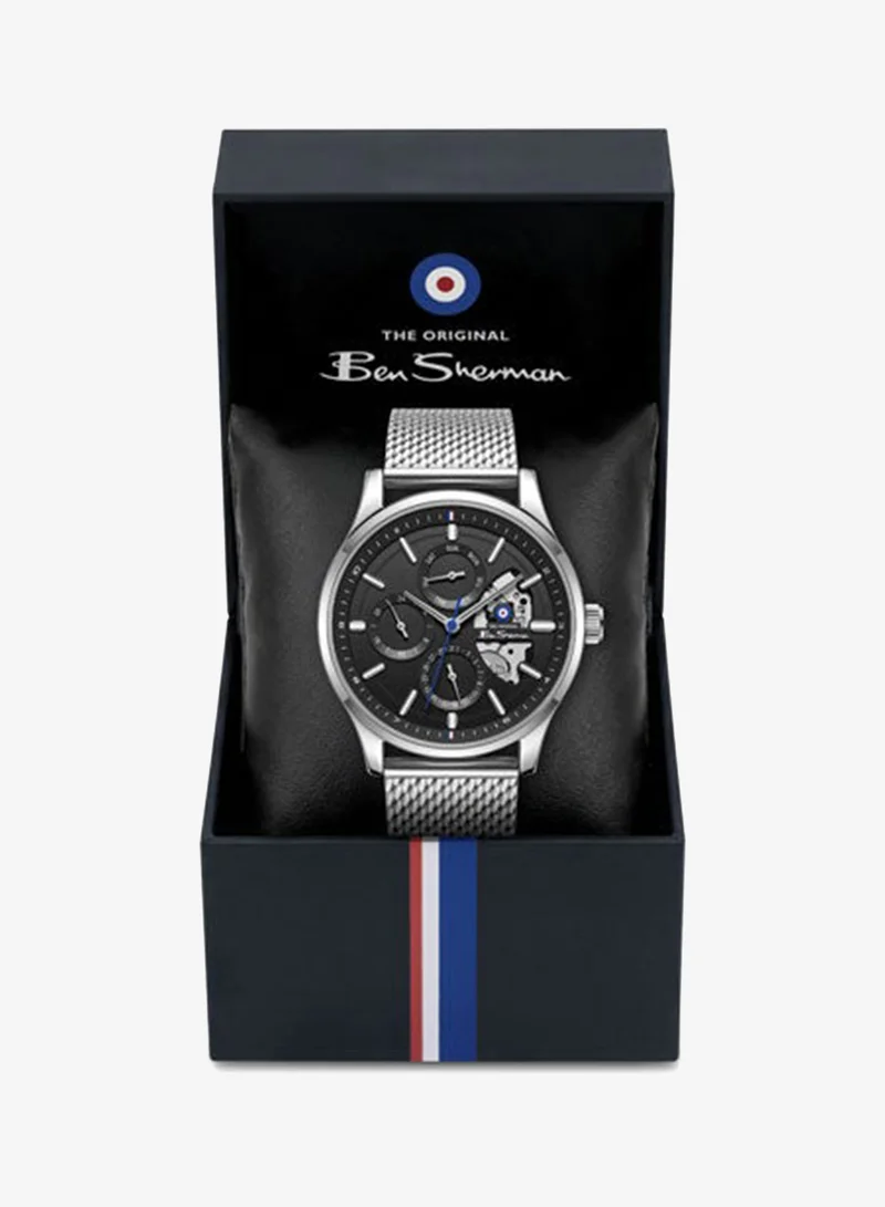 Ben Sherman Black St Albans Black Dial Stainless Steel Bracelet Multifunction Watch for Men, 43.5mm for Men | Best Price UAE
