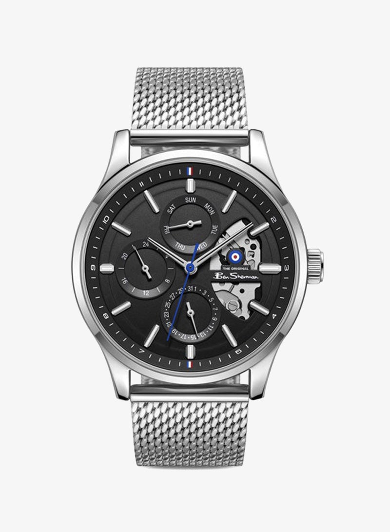 Ben Sherman St Albans Black Dial Stainless Steel Bracelet Multifunction Watch for Men, 43.5mm - Image 1