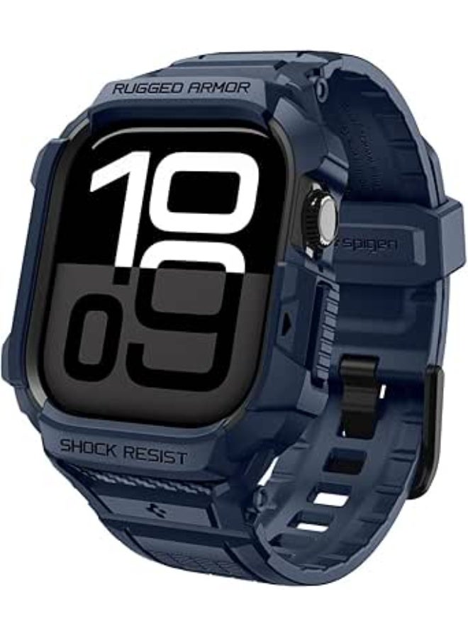 Spigen Rugged Armor Pro 2 for Apple Watch Series 11 / 10 (42mm) Case with Band Strap - Navy Blue - Image 1
