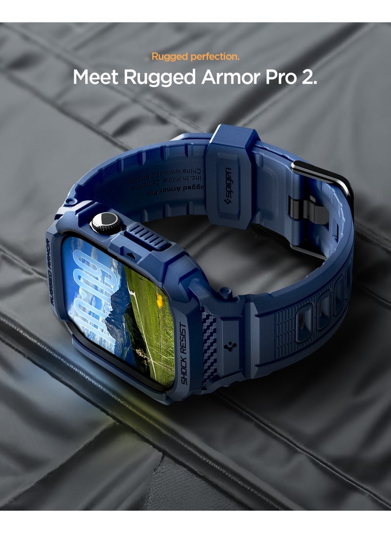 Spigen Rugged Armor Pro 2 for Apple Watch Series 11 / 10 (42mm) Case with Band Strap - Navy Blue - Image 3