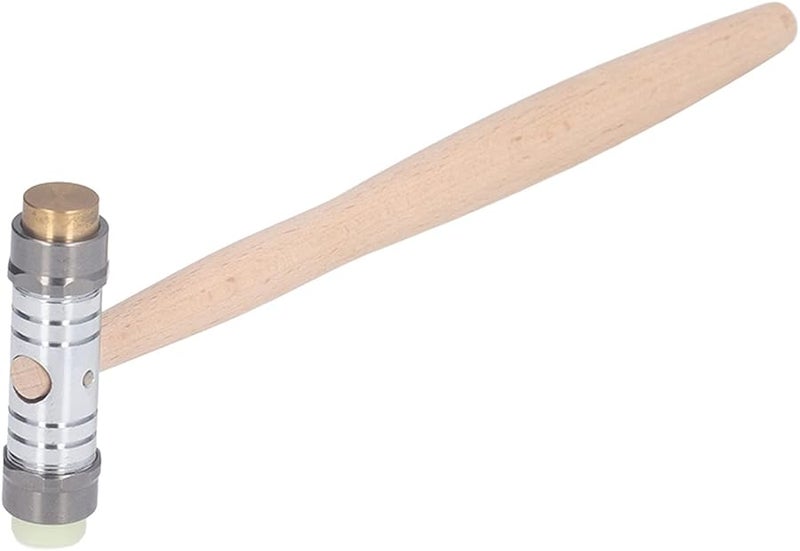 مطرقة صنع مجوهرات ذات رأسين من الفولاذ المقاوم للصدأ بمقبض خشبي، أداة احترافية لإصلاح الساعات - Image 1