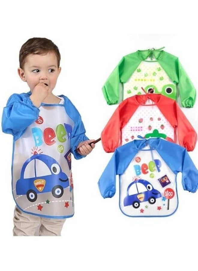 Baby Bib and Baby Bibs - Baby Bib Suitable for All Ages Long Sleeve Bib - Waterproof Baby Feeding Bib - Waterproof Bib - Long Sleeve Bib for Eating and Drawing - For Baby - Soft Eating Clothes for Toddlers - Shirt Style Bib to Keep Clothes Waterproof Tarpaulin Material - Cute Cartoon Animal Bib - Long Sleeve Baby Bib - Feeding Bib - Bibs and Burp Cloths - Cartoon Animal Waterproof Baby Bib(Multicolor  multi-design) - Image 1