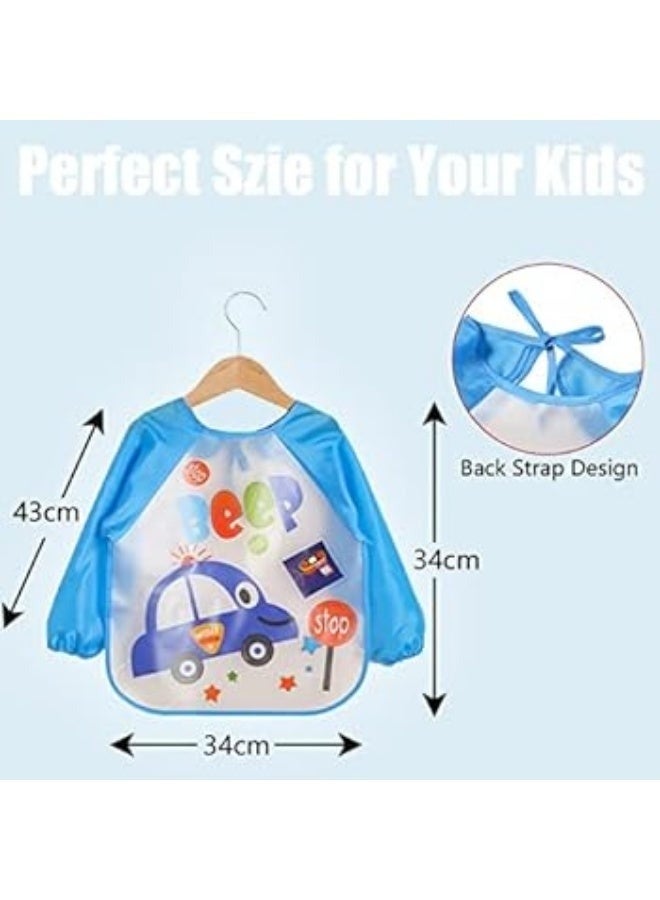 Baby Bib and Baby Bibs - Baby Bib Suitable for All Ages Long Sleeve Bib - Waterproof Baby Feeding Bib - Waterproof Bib - Long Sleeve Bib for Eating and Drawing - For Baby - Soft Eating Clothes for Toddlers - Shirt Style Bib to Keep Clothes Waterproof Tarpaulin Material - Cute Cartoon Animal Bib - Long Sleeve Baby Bib - Feeding Bib - Bibs and Burp Cloths - Cartoon Animal Waterproof Baby Bib(Multicolor  multi-design) - Image 3