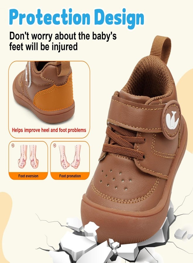 FEETCITY Baby First Shoes Girls Boys Infant Walking Shoes Wide Toddler Barefoot Sneaker Newborn Shoe Brown - Image 3