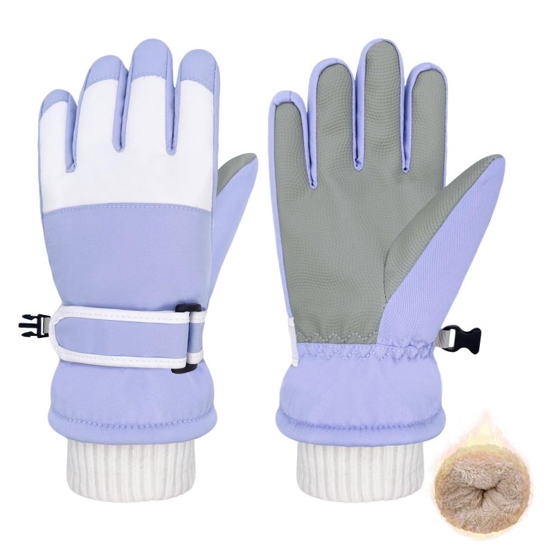 Beurlike Winter Gloves for Kids Waterproof Warm Fleece Ski Snow Mitten Gloves Gift for Boys Girls Cold Weather Sports(PurpleM) - Image 1