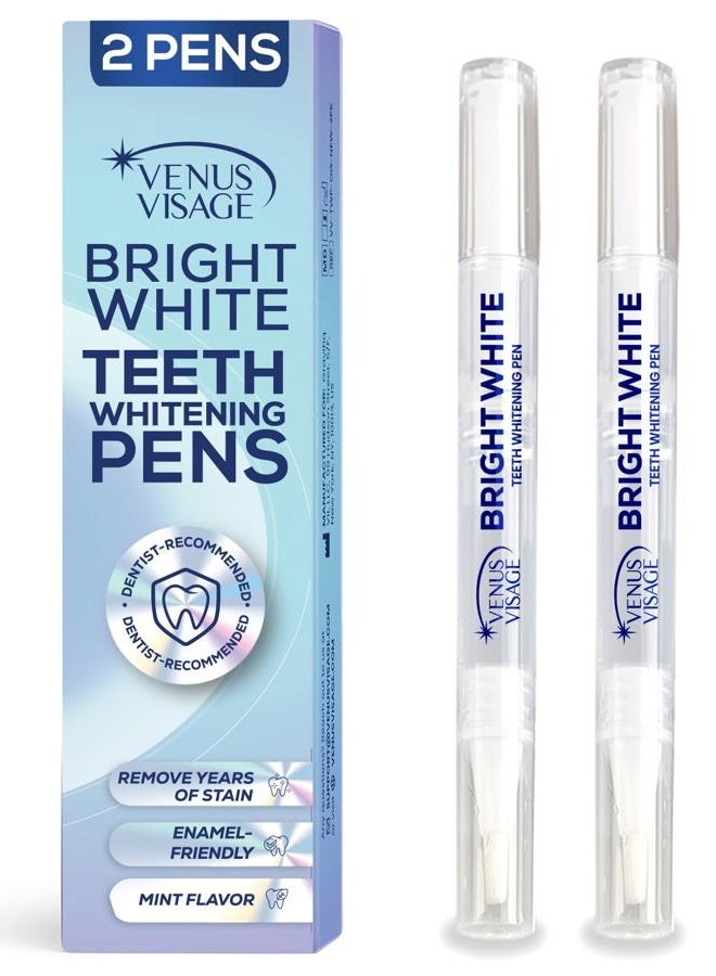 Venus Visage قلم تبييض الأسنان الحائز على جائزة فينوس فيساج، 20+ استخدام - مجموعة تبييض الأسنان مصممة احترافياً - أفضل قلم جل لتبييض الأسنان - حساسية منخفضة (نعناع) (0.07 أونصة سائلة (عبوة من 2)) - Image 1