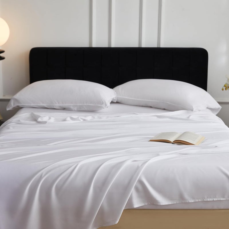 Simple&Opulence 100% Viscose from Bamboo Sheet Set 3Pcs, Cooling for Hot Sleepers, Soft Breathable Bed Sheets Set, 15" (38cm) Deep Pockets, Luxury Hotel Silky Bedding Sheets (White,Twin) - Image 3