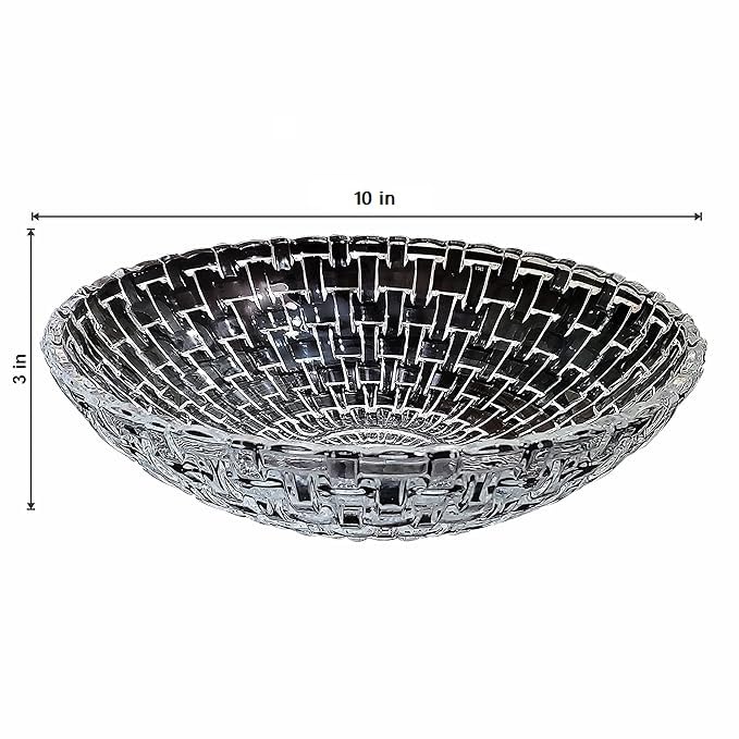Pure Source India Glass Floral Fruit Bowl for Dining Table Decoration, Home Decor & Gifting Purpose- 1 Piece, Transparent, 10 Inch - Image 4