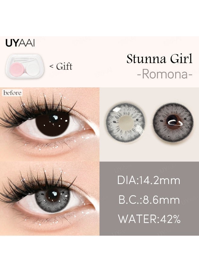 UYAAI Colored Contact Lenses Grayish Black 14.20mm Yearly Disposable for Daily Wear - Image 4