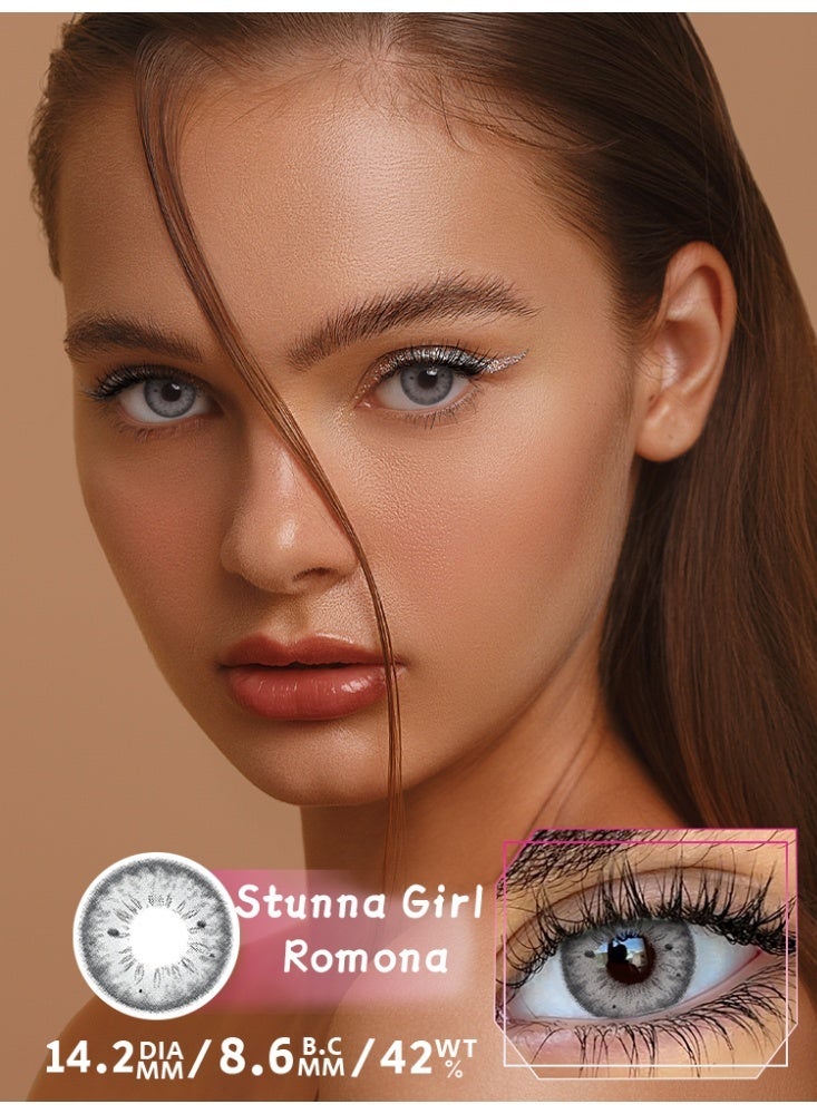 UYAAI Colored Contact Lenses Grayish Black 14.20mm Yearly Disposable for Daily Wear - Image 1