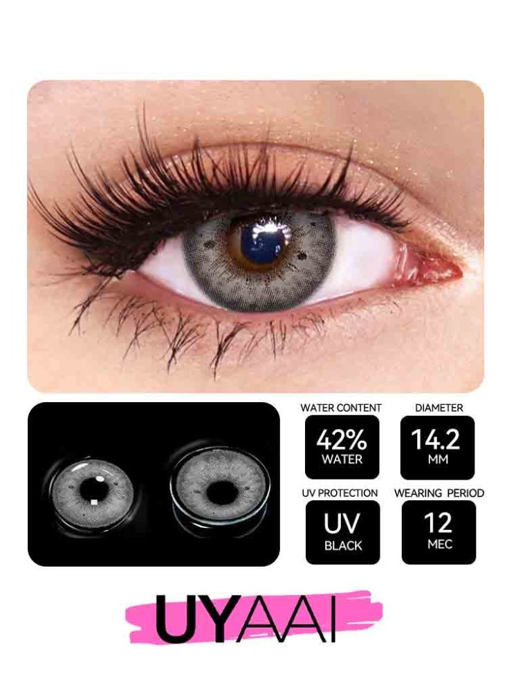 UYAAI Colored Contact Lenses Grayish Black 14.20mm Yearly Disposable for Daily Wear - view 3