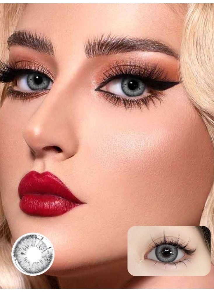 UYAAI Colored Contact Lenses Grayish Black 14.20mm Yearly Disposable for Daily Wear - view 2