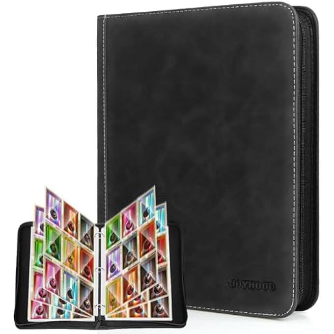 JoyHood TRADING CARD BINDER FOR TCG CARDS, HOLDS UP TO 900 CARDS, HOCKEY CARD FOLDER ALBUM BOOKS CASE WITH ZIPPER FITS PM MTG OPCG, GIFTS FOR BOYS/GIRLS (BLACK) - Image 1