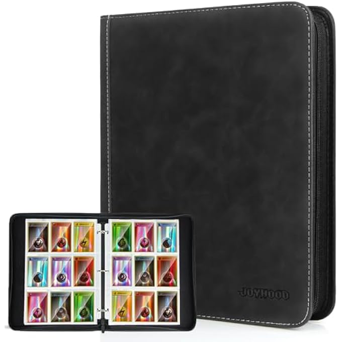 JoyHood TRADING CARD BINDER FOR TCG CARDS, HOLDS UP TO 900 CARDS, HOCKEY CARD FOLDER ALBUM BOOKS CASE WITH ZIPPER FITS PM MTG OPCG, GIFTS FOR BOYS/GIRLS (BLACK) - Image 3