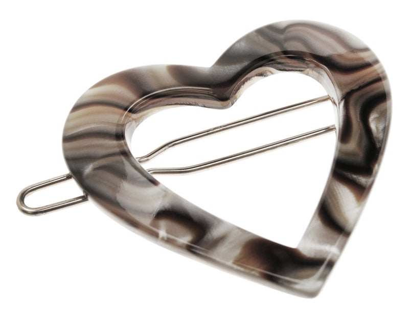 France Luxe Mini Heart Tige Boule Barrette, Onyx - Image 1