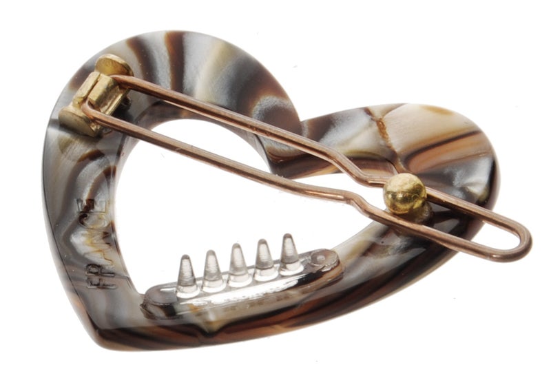 France Luxe Mini Heart Tige Boule Barrette, Onyx - Image 2