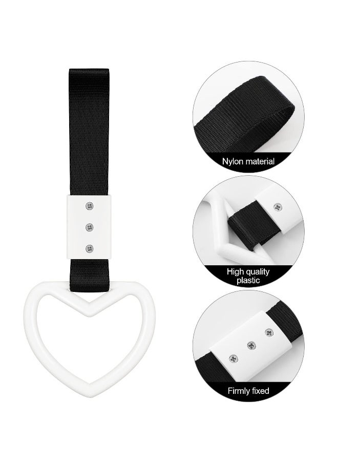 Generic SYOSI 4 Pieces Heart-shaped Rings Car Handle Straps, Car Decor Car Handle Straps Rear Bumper Warning Ring Car Interior (Black, White)  - Image 3