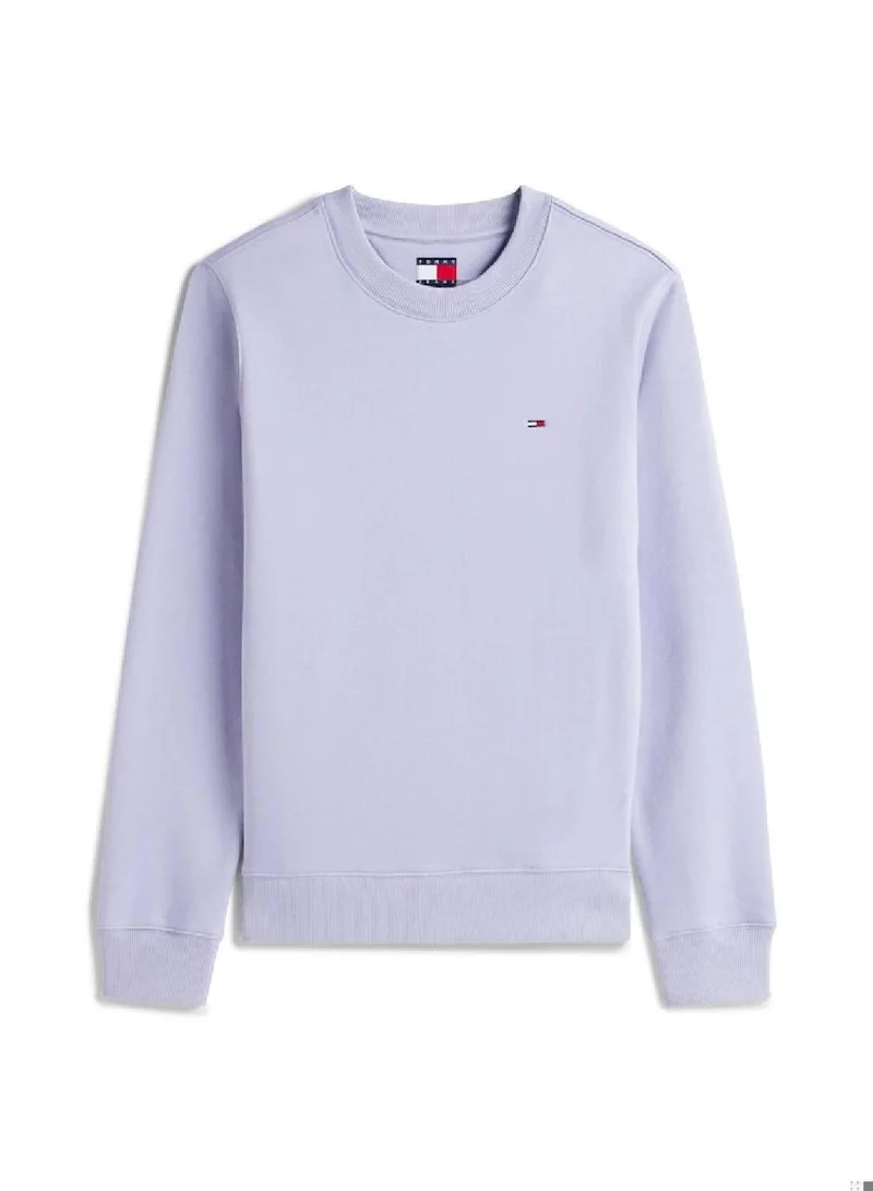 Tommy Jeans Periwinkle Dusk Flag Embroidery Fleece Sweatshirt for Women | Best Price UAE