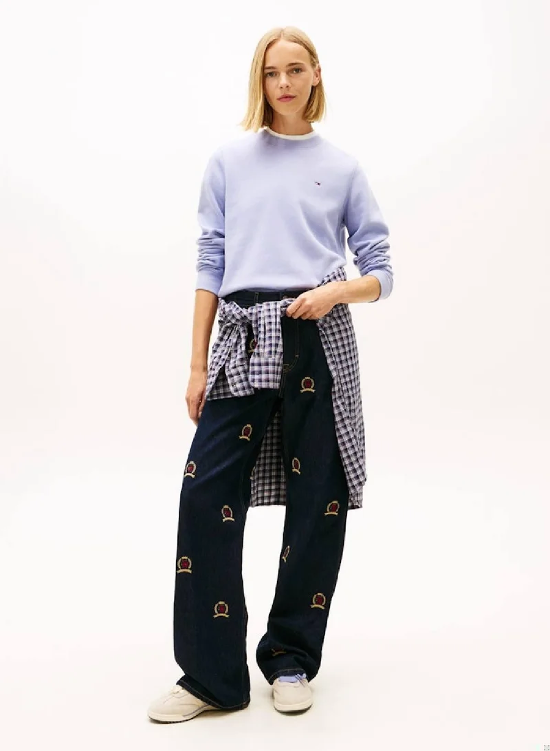 Tommy Jeans Periwinkle Dusk Flag Embroidery Fleece Sweatshirt for Women | Best Price UAE