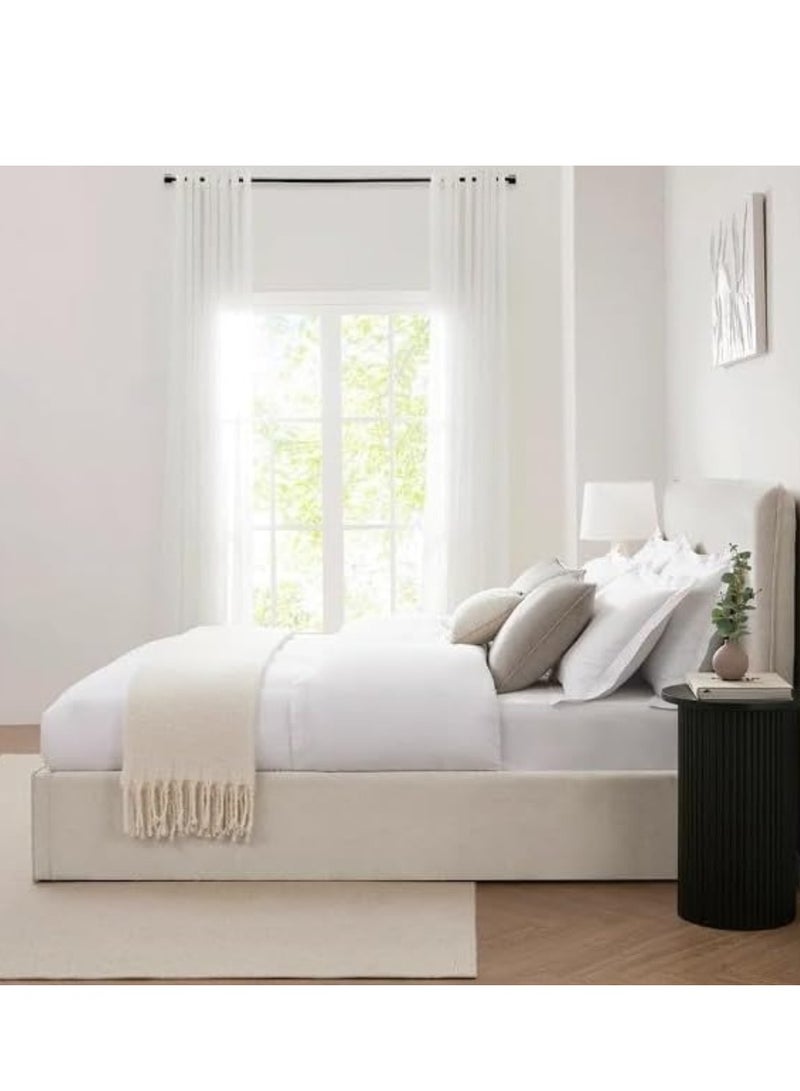 Wooden Twist Hydraulic Storage Queen Size Bed In Soft Fabrice  - Image 4