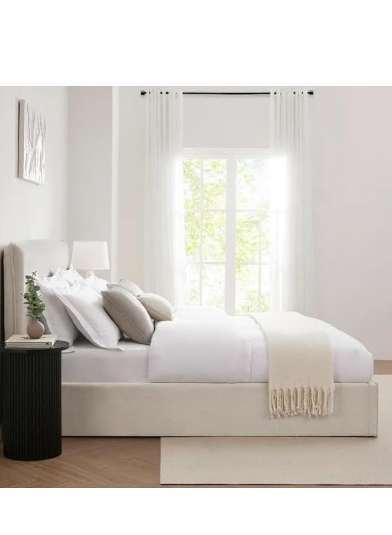 Wooden Twist Hydraulic Storage Queen Size Bed In Soft Fabrice  - Image 3