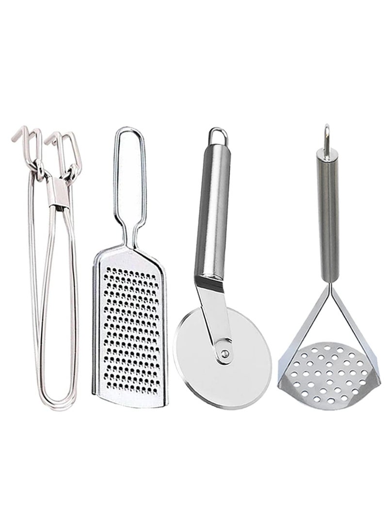 Dream Basket DreamBasket Stainless Steel Cheese Grater Pakkad Pizza Cutter Potato Masher for Kitchen Tool Set  - Image 1