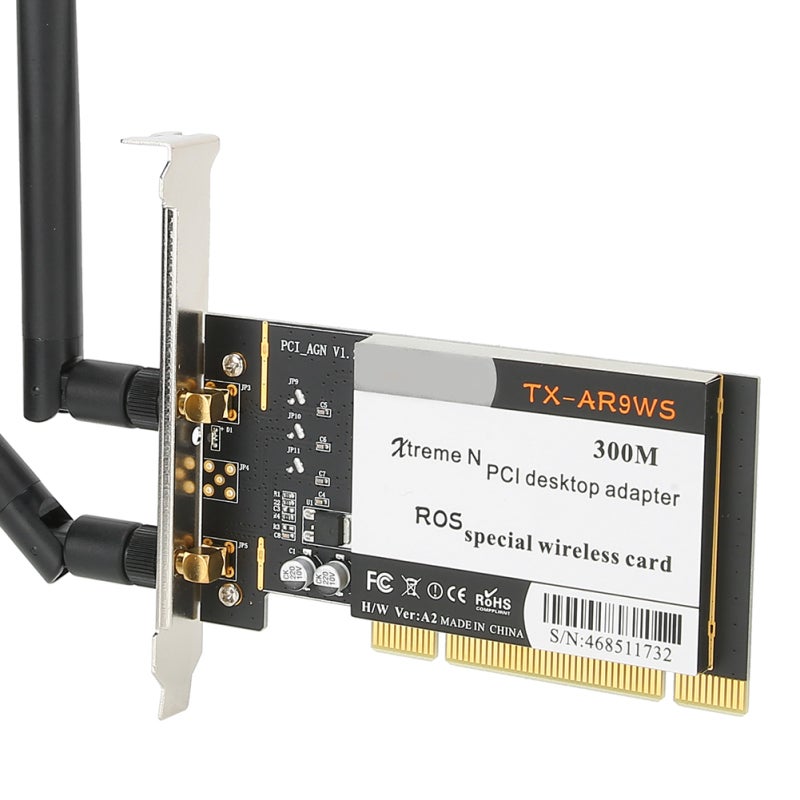 300Mbps Wireless PCI Desktop Adapter - Dual Antennas AR9223 Chip High Bandwidth Network Card for Wide Compatibility With WIN XP/WIN7/WIN8/WIN10 Long Distance Shared WiFi Setup - Image 2