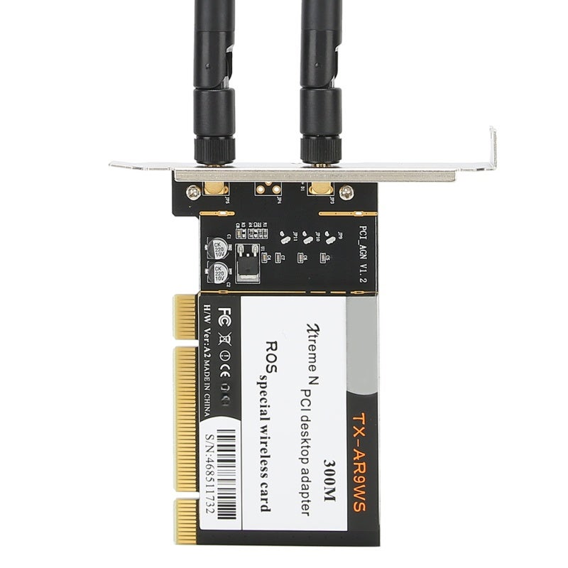 300Mbps Wireless PCI Desktop Adapter - Dual Antennas AR9223 Chip High Bandwidth Network Card for Wide Compatibility With WIN XP/WIN7/WIN8/WIN10 Long Distance Shared WiFi Setup - Image 1