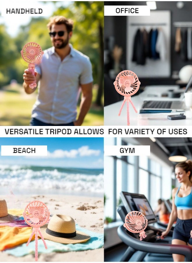 Circuit Green - Portable Stroller Fan, 3 Speed 360°Rotate Mini Portable Fan, Rechargeable Battery Powered Fan, Handheld Fan with Flexible Tripod, Mini Personal Fan For Car Seat Crib Treadmill Travel (Pink) - Image 1