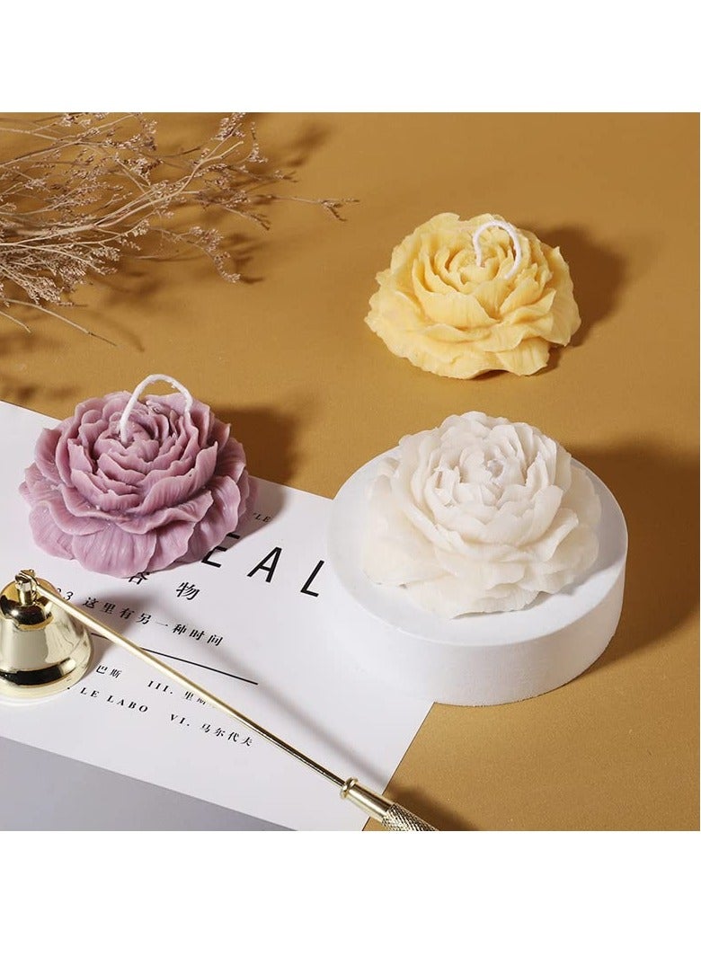 قوالب سيليكون ثلاثية الأبعاد لصنع الشموع على شكل زهرة الفاوانيا، أعمدة من الراتنج، شموع علاج عطري من الجبس، شمع، صابون، وعينات زهور. - Image 5