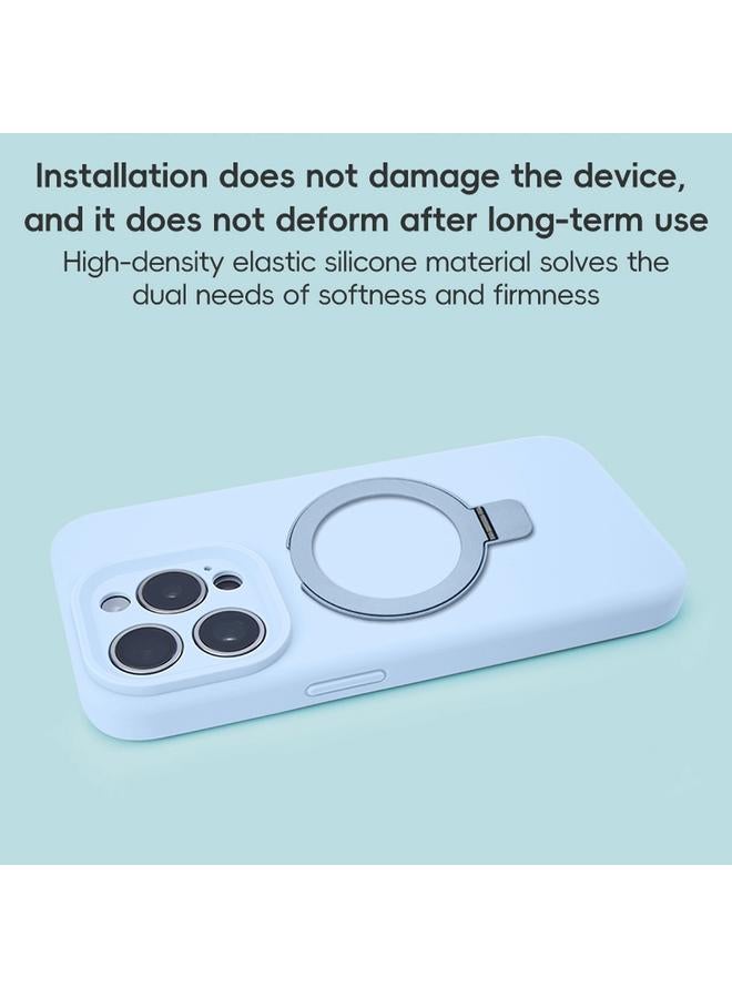 زبون حافظة لهاتف iPhone 12 مزودة بفتحة دقيقة من السيليكون السائل MagSafe مع حامل حلقي معدني - Image 3