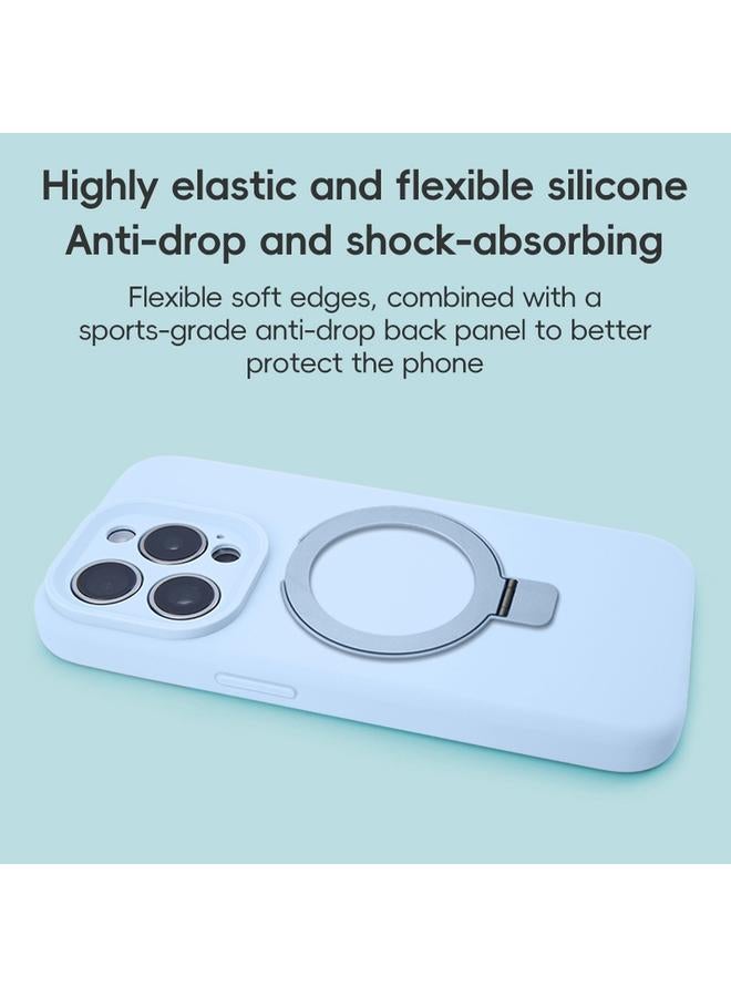 زبون حافظة لهاتف iPhone 12 مزودة بفتحة دقيقة من السيليكون السائل MagSafe مع حامل حلقي معدني - Image 2