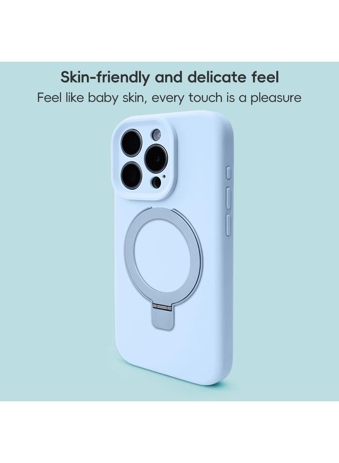 زبون حافظة لهاتف iPhone 12 مزودة بفتحة دقيقة من السيليكون السائل MagSafe مع حامل حلقي معدني - Image 5