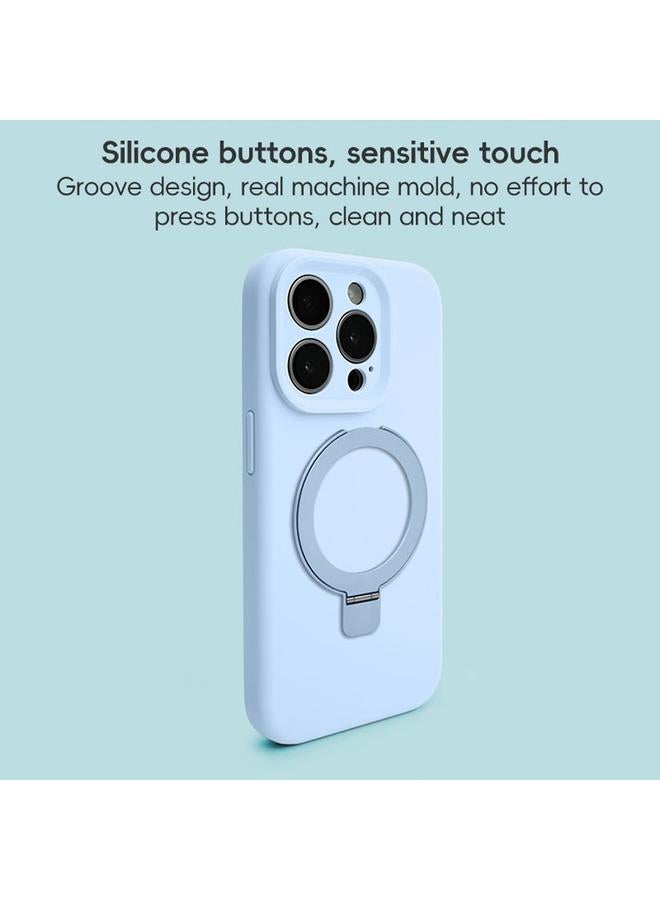 زبون حافظة لهاتف iPhone 12 مزودة بفتحة دقيقة من السيليكون السائل MagSafe مع حامل حلقي معدني - Image 4