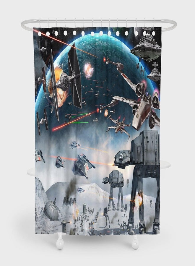 Outer Space Galaxy Wars Star Themed Shower Curtain,Universe Stars Science Space Station Polyester Fabric Bathroom Home Decor with 12 Hooks(Color1,72 W x 72" L) - Image 5