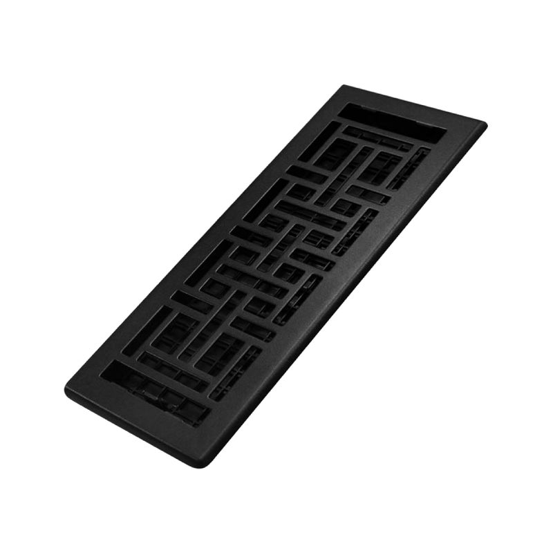 Decor Grates AJH412BLK Oriental Floor Register 4x12 Inches Textured Black