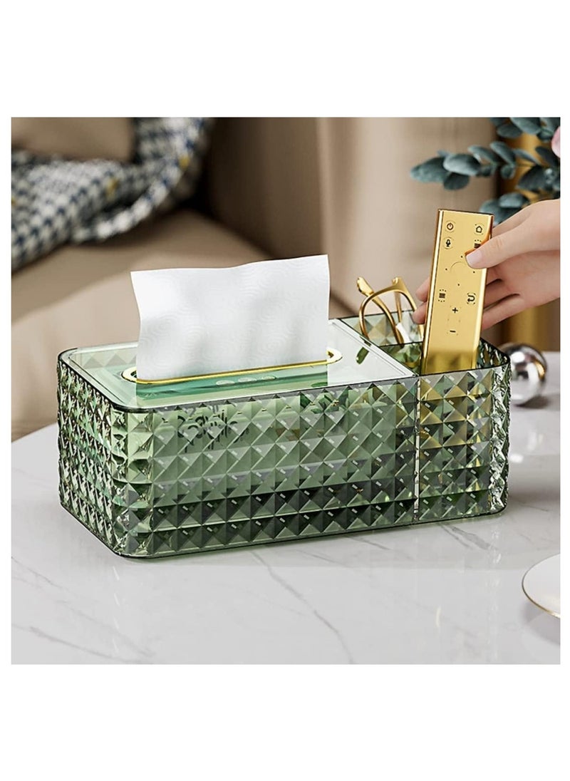 Generic Acrylic Tissue Box Holder and Organizer with Lid, Multi-Purpose Remote and Toiletries Organizer and Facial Tissue Holder Rectangular Shape for Home, Restaurant, Office and Car (Transparent Green)  - Image 1