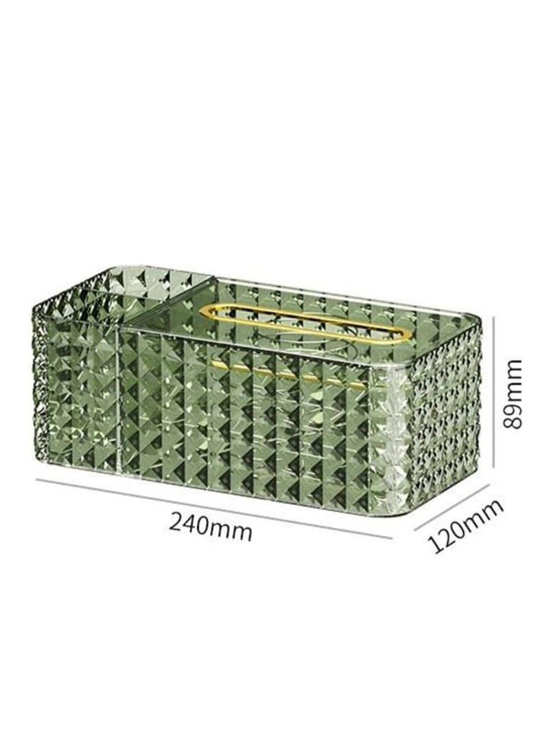 Generic Acrylic Tissue Box Holder and Organizer with Lid, Multi-Purpose Remote and Toiletries Organizer and Facial Tissue Holder Rectangular Shape for Home, Restaurant, Office and Car (Transparent Green)  - Image 4
