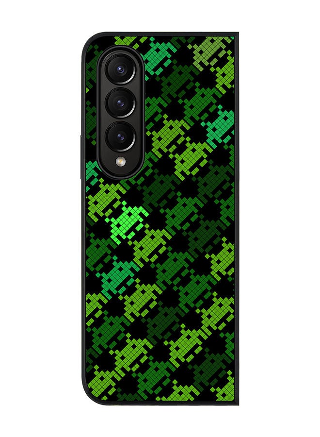 Stylizedd Rugged Black edge case for Samsung Galaxy Z Fold4 Slim fit Soft Case Flexible Rubber Edges Anti Drop TPU Gel Thin Cover - Invader Matrix - Image 1