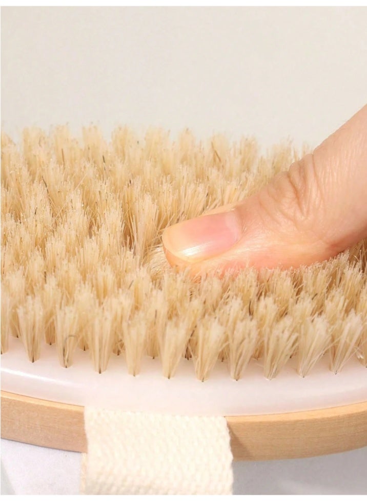 Shein Wooden Non-Slip Strap Shower Brush – Dry & Wet Body Exfoliation Brush for Back & Body - Image 4