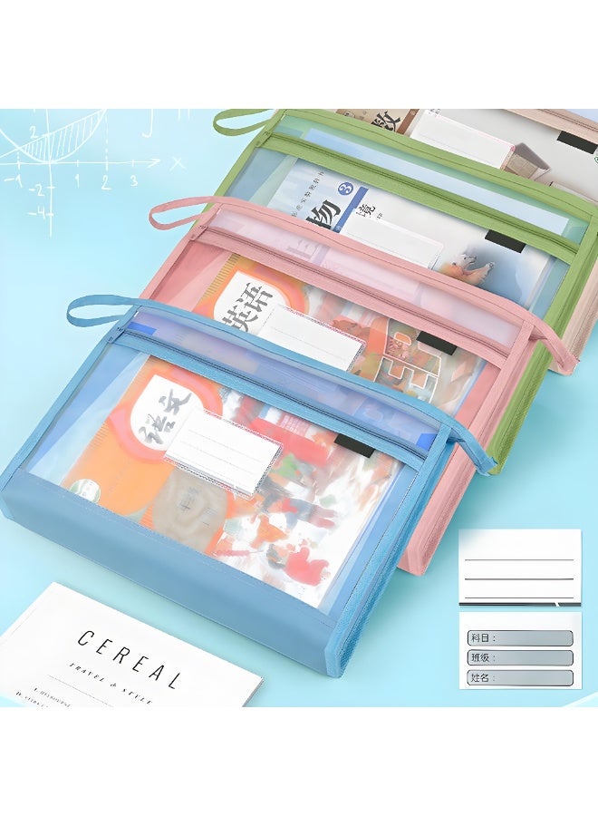 4 حافظة ملفات A4، ملف جيوب بسحاب لتنظيم مستلزمات المدرسة والمكتب وألعاب الطاولة وتخزين الألغاز - ملفات لحفظ الاوراق والمستندات - Image 5