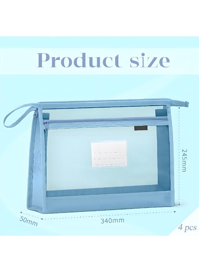 4 حافظة ملفات A4، ملف جيوب بسحاب لتنظيم مستلزمات المدرسة والمكتب وألعاب الطاولة وتخزين الألغاز - ملفات لحفظ الاوراق والمستندات - Image 2