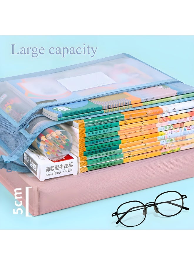 4 حافظة ملفات A4، ملف جيوب بسحاب لتنظيم مستلزمات المدرسة والمكتب وألعاب الطاولة وتخزين الألغاز - ملفات لحفظ الاوراق والمستندات - Image 3