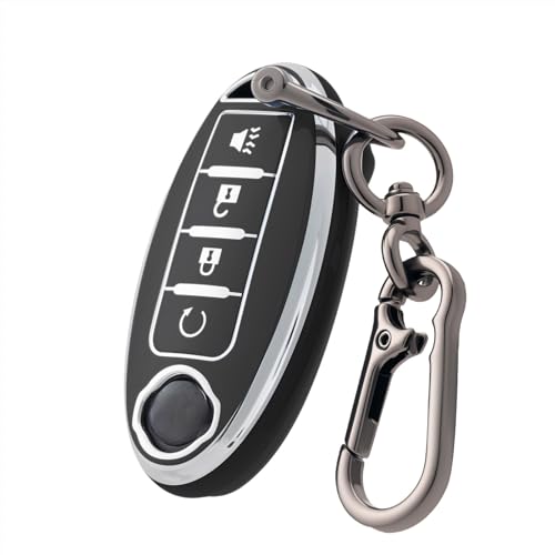 CHATYYD Key fob Cover for Nissan with Keychain Soft TPU Car Key Cover Case for Nissan Kicks Rogue 2018 2019 2020 2021 2022 Accessories4 Buttons Black - Image 1