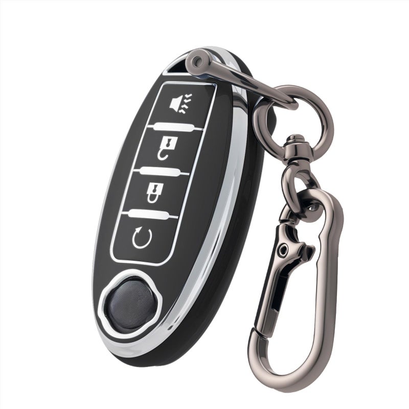 CHATYYD Key fob Cover for Nissan with Keychain Soft TPU Car Key Cover Case for Nissan Kicks Rogue 2018 2019 2020 2021 2022 Accessories4 Buttons Black - Image 3