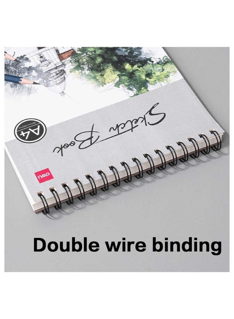 Deli A4 Size Spiral Sketch Book With 40 Sheets 160gsm Thickness - Image 5