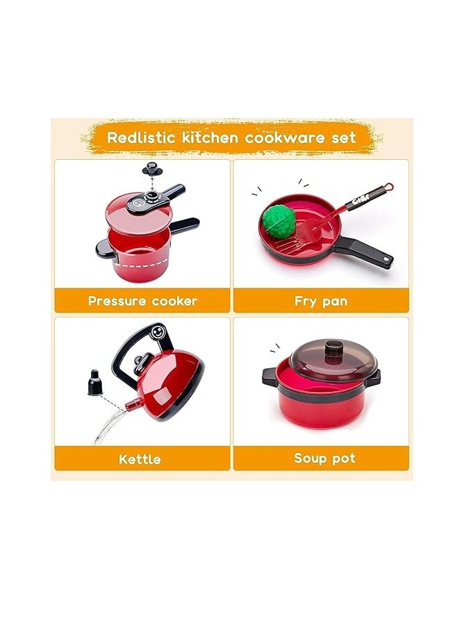 73 قطعة من ألعاب إكسسوارات المطبخ، مجموعة ألعاب مطبخ للأطفال الصغار، بما في ذلك الأواني والمقالي والفواكه، ألعاب المطبخ المزيفة للأطفال - Image 5