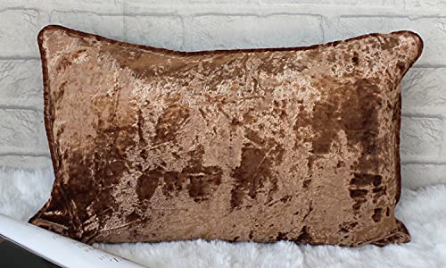 Dekor World 2 Piece Large Cotton Velvet Collection Pillow Cover (Dusty Brown, 18x27 inches or 45x70 cm)-for Living Room and Bedroom - Image 1