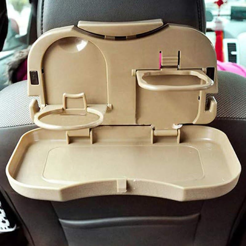 DS ENTERPRISE CAR Travel Dining Tray, Foldable Back Seat Mount Food Tray, Car Meal Plate & Bottles, Drink Cup Holder, Car Accessories Interior Travel Storage Organizer, Car Table & Snacks Tray for All Type Car - Image 1