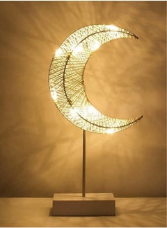 Festive Gallery Ramadan Lights - Eid Decor Table Decoration Star Led Lights, Battery Powered Ramadan Desk Lamp, Winding Thread Warm LED Crescent Moon Light Home Bedroom Romantic Bedside Desktop Nightstand Decoration 